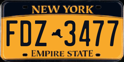NY license plate FDZ3477