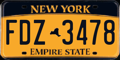 NY license plate FDZ3478