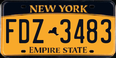 NY license plate FDZ3483