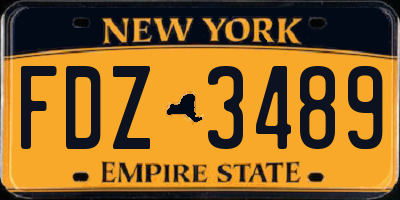 NY license plate FDZ3489