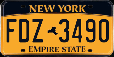 NY license plate FDZ3490