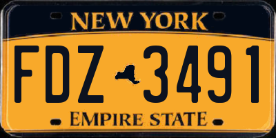 NY license plate FDZ3491