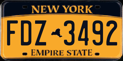 NY license plate FDZ3492