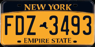 NY license plate FDZ3493