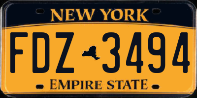 NY license plate FDZ3494