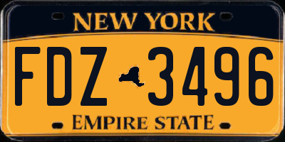 NY license plate FDZ3496