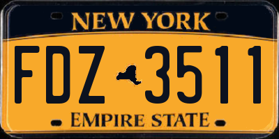 NY license plate FDZ3511