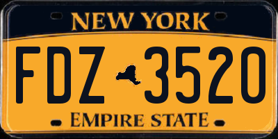 NY license plate FDZ3520
