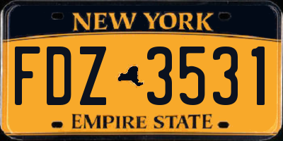 NY license plate FDZ3531