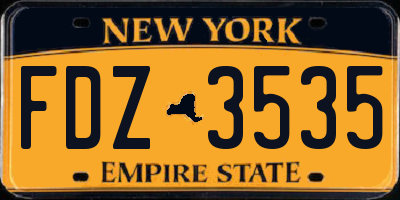NY license plate FDZ3535