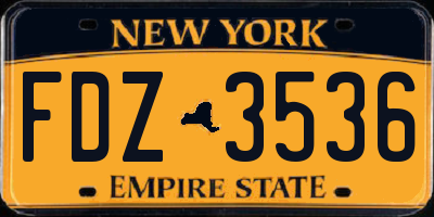 NY license plate FDZ3536