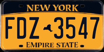 NY license plate FDZ3547