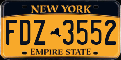 NY license plate FDZ3552