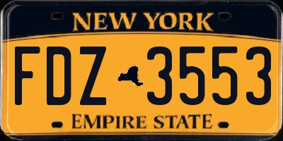 NY license plate FDZ3553