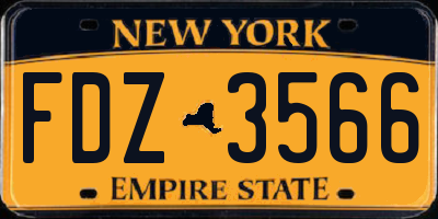 NY license plate FDZ3566