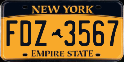 NY license plate FDZ3567