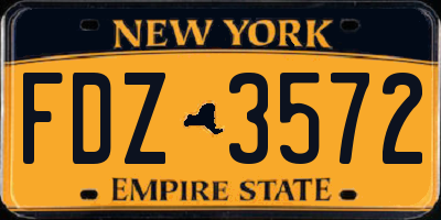 NY license plate FDZ3572