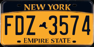 NY license plate FDZ3574