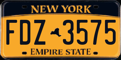 NY license plate FDZ3575