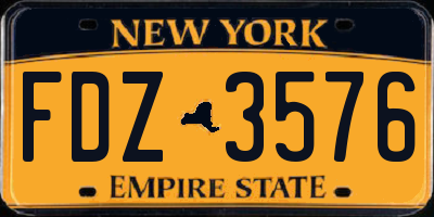 NY license plate FDZ3576