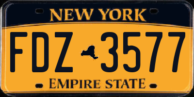 NY license plate FDZ3577