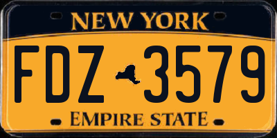 NY license plate FDZ3579