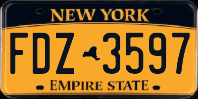 NY license plate FDZ3597