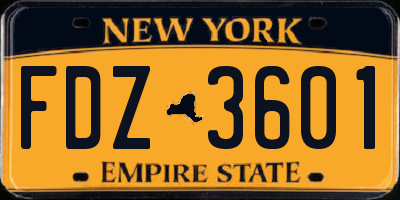 NY license plate FDZ3601