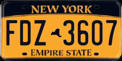 NY license plate FDZ3607
