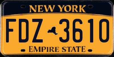 NY license plate FDZ3610