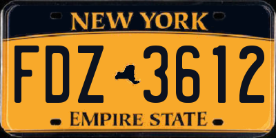 NY license plate FDZ3612