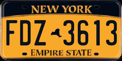 NY license plate FDZ3613