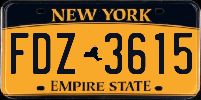 NY license plate FDZ3615
