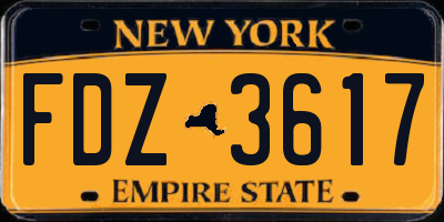 NY license plate FDZ3617
