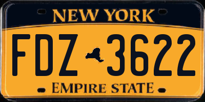 NY license plate FDZ3622