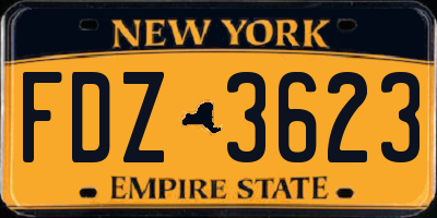 NY license plate FDZ3623