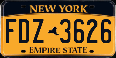 NY license plate FDZ3626