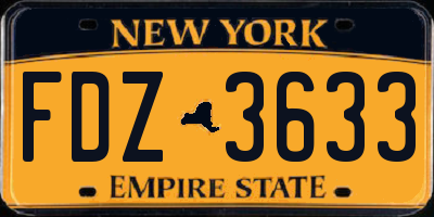 NY license plate FDZ3633