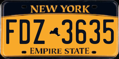 NY license plate FDZ3635
