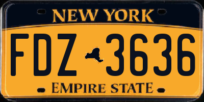 NY license plate FDZ3636