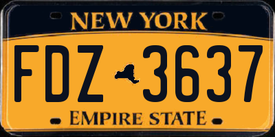 NY license plate FDZ3637