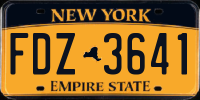 NY license plate FDZ3641