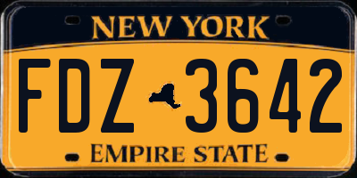 NY license plate FDZ3642