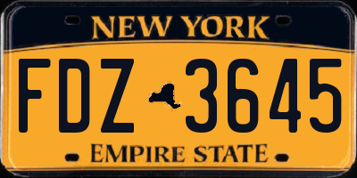 NY license plate FDZ3645
