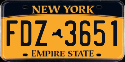 NY license plate FDZ3651