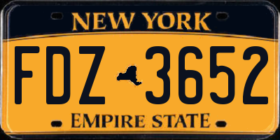 NY license plate FDZ3652