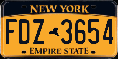 NY license plate FDZ3654