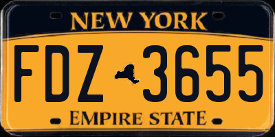 NY license plate FDZ3655