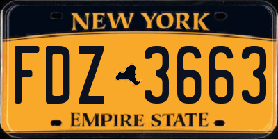 NY license plate FDZ3663