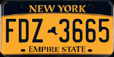 NY license plate FDZ3665